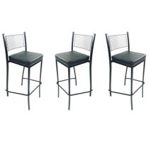 Kit 3 Banquetas EMPILHÁVEL Preta altura 65cm assento preto - Poltronas do Sul