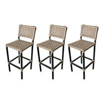 Kit 3 Banquetas França Aluminio com Corda Naútica Champanhe