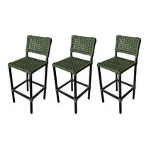 Kit 3 Banquetas França Aluminio com Corda Naútica Verde Musgo Kit 3 Banquetas França Aluminio com Corda Naútica Verde Musgo