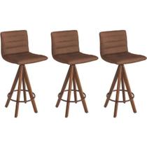 Kit 3 banquetas gourmet giratoria Julia-Assento Marrom Kit 3 banquetas gourmet giratoria Julia-Assento Marrom