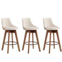 Kit 3 Banquetas Gourmet para cozinha ou bancada Copacabana New-Linho bege claro Kit 3 Banquetas Gourmet para cozinha ou bancada Copacabana New-Linho bege claro