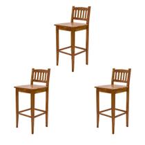 Kit 3 Banquetas Gourmet Rústica para Restaurantes em Madeira Maciça Bh - Natural Kit 3 Banquetas Gourmet Rústica para Restaurantes em Madeira Maciça Bh - Natural