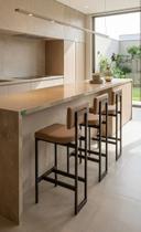 Kit 3 Banquetas Hator Altas Cozinha Goumet Bistrô Bares Pub Aço Carbono material sintético Caramelo Moderna Estilo Indutrial