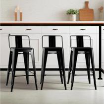 Kit 3 Banquetas Iron Tolix Design Industrial Em Aço Com Encosto