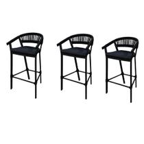 Kit 3 Banquetas Itália Tecido Acquablock com Base em Alumínio ArtLuxo Kit 3 Banquetas Itália Tecido Acquablock com Base em Alumínio ArtLuxo