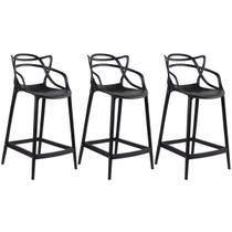 Kit 3 Banquetas Laráz Master Allegra 66cm - Preto