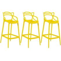 Kit 3 Banquetas Laráz Master Allegra 76 cm - Amarelo Kit 3 Banquetas Laráz Master Allegra 76 cm - Amarelo