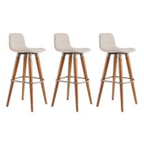 Kit 3 Banquetas Linea Alta Luxo Aço Champagne Assento Linho Balcão Bancada Moderna - Champagne/palha Kit 3 Banquetas Linea Alta Luxo Aço Champagne Assento Linho Balcão Bancada Moderna - Champagne/palha