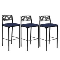 Kit 3 banquetas Luiza Azul Marinho-Gat Magazine