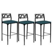 Kit 3 banquetas Luiza Azul turquesa-Gat Magazine