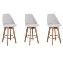 Kit 3 Banquetas Maya Gourmet Giratória-tamanho Médio 62 Cm Do Chão Até O Assento-tecido Linho