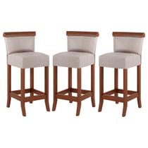Kit 3 Banquetas Média Estofada Encosto Diamantina 36x90Cm Balcão Madeira Maciça Linho Bege M58 Kit 3 Banquetas Média Estofada Encosto Diamantina 36x90Cm Balcão Madeira Maciça Linho Bege M58