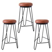Kit 3 Banquetas Média para Cozinha Bar Balcão Bistrô Hairpin