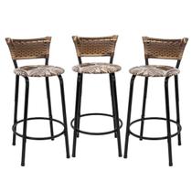 Kit 3 Banquetas Para Balcão 60cm Preta Junco Cappuccino Balcão Bistrô Bar Cozinha Americana Área de Lazer Churrasqueira Kit 3 Banquetas Para Balcão 60cm Preta Junco Cappuccino Balcão Bistrô Bar Cozinha Americana Área de Lazer Churrasqueira