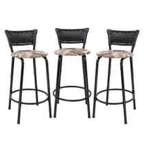 Kit 3 Banquetas Para Bancada 60cm Preta Junco Preto Balcão Ilha Bistrô Bar Cozinha Gourmet Área de Lazer Piscina Kit 3 Banquetas Para Bancada 60cm Preta Junco Preto Balcão Ilha Bistrô Bar Cozinha Gourmet Área de Lazer Piscina