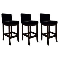 Kit 3 Banquetas para Bancada Alta em Madeira Capuccino Melody Suede Preto Kit 3 Banquetas para Bancada Alta em Madeira Capuccino Melody Suede Preto