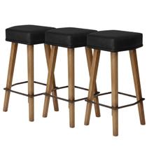 Kit 3 Banquetas para Cozinha sem Encosto Bancada Área Gourmet Ilha Luxo