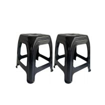 Kit 3 Banquetas Plásticas Pretas Reforçadas Banco Multiuso Resistente, Suporta Até 120kg