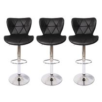Kit 3 Banquetas Slim Formiga Estofada Para Bar Balcão Cozinha Americana Giratória Regulagem Altura
