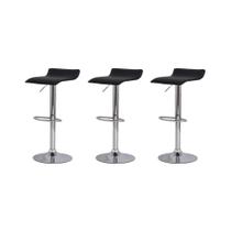 Kit 3 Banquetas Tóquio Belo Horizonte Preta Base Giratória A