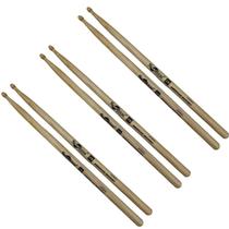 Kit 3 Baqueta 2B Ponta Madeira Natural Hickory Spanking