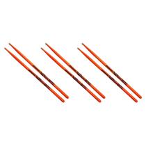 Kit 3 Baqueta 7a Laranja Luminosa Colors Fluorescente