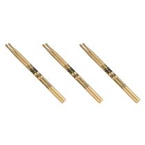 Kit 3 Baqueta Pro Fire 2B Ponta Madeira Natural Hickory