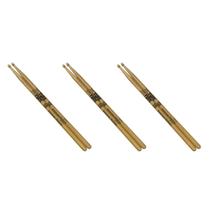 Kit 3 Baqueta Pro Fire 5B Ponta Madeira Natural Hickory