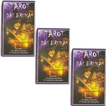 Kit 3 Baralhos Tarot das Bruxas Roxo 22 Cartas Manual