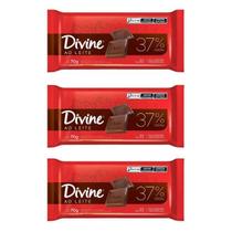 Kit 3 Barra Chocolate Divine Supremo 70G Ao Leite 37% Cacau