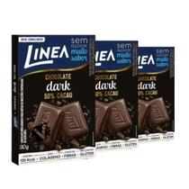 Kit 3 Barra Chocolate Linea Diet Sem Açúcar Dark 50% Cacau 30g