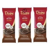 Kit 3 Barra de Chocolate Divine Ao Leite 37% Cacau 20g