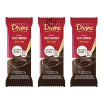 Kit 3 Barra de Chocolate Divine Meio Amargo 50% Cacau 20g