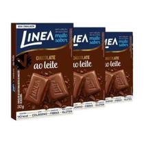 Kit 3 Barra de Chocolate Linea Diet Sem Açúcar Chocolate ao Leite 30g