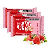 Kit 3 Barra de Chocolate Nestle Kitkat Morango 41,5g Kit Kat Strawberry