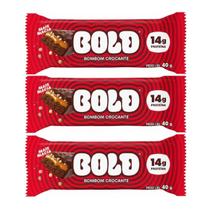 Kit 3 barra de proteina crocante 14g prot rica em fibras 40g bold