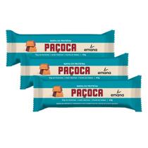 Kit 3 Barra de Proteína Emana Sabor Paçoca com 12g de Proteína 40g