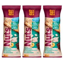 Kit 3 barra nuts castanhas e coco c/ chocolate 25g s/ gluten