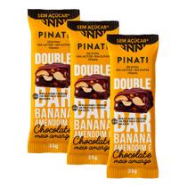 Kit 3 Barra Pinati Double Bar Banana Amendoim e Chocolate Meio Amargo 35g