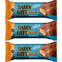 Kit 3 Barra Shark Bites 40g 11g Proteina Doce de Leite Shark Pro