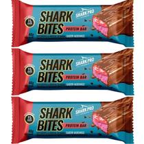 Kit 3 Barra Shark Bites 40g 11g Proteina Morango Shark Pro