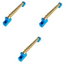 Kit 3 barramento de dist. sem proteção azul neutro 12 furos