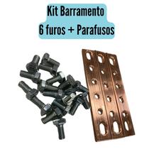 Kit 3 Barramentos Cobre 5/8x1/8 150mm C/8 ou 6 Furos + Pf P/ Caixa De Luz Kit 3 Barramentos Cobre 5/8x1/8 150mm C/8 ou 6 Furos + Pf P/ Caixa De Luz