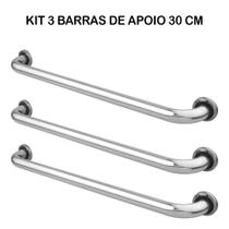 Kit 3 barras de apoio de 30 cm banheiro para idoso ou deficiente