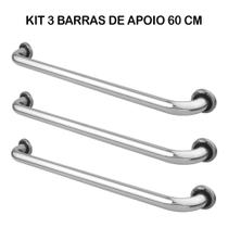 Kit 3 barras de apoio de 60 cm banheiro para idoso ou deficiente