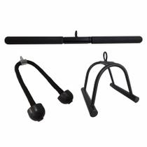 Kit 3 Barras Puxadores Triceps Pulley Corda Reto E Triangulo