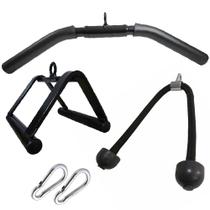 Kit 3 Barras Puxadores Triceps Pulley Curvo Corda Triângulo Kit 3 Barras Puxadores Triceps Pulley Curvo Corda Triângulo