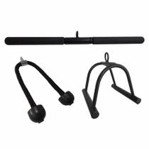 Kit 3 Barras Puxadores Triceps Pulley Reto Corda E Triângulo Kit 3 Barras Puxadores Triceps Pulley Reto Corda E Triângulo