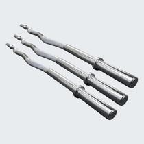 Kit 3 Barras W Maciças 1,2m Cromadas para Musculação - Com Presilhas Kit 3 Barras W Maciças 1,2m Cromadas para Musculação - Com Presilhas