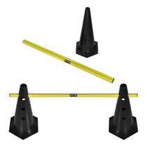 Kit 3 Barreiras de Salto com Cone 50cm Muvin Ajustável Desmontável Treinamento Funcional Agilidade